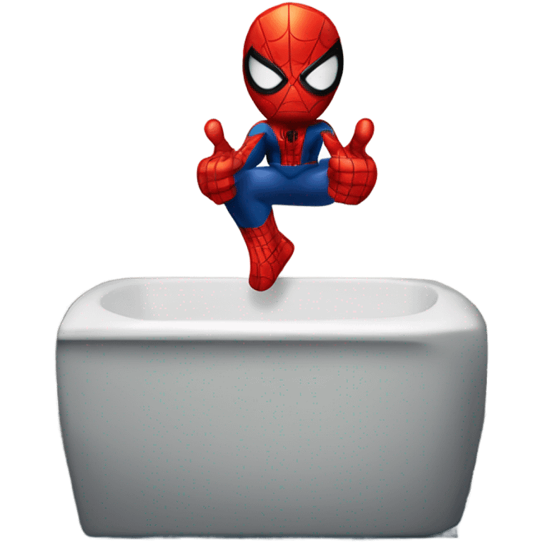 Spiderman THUMB UP in a bathroom emoji