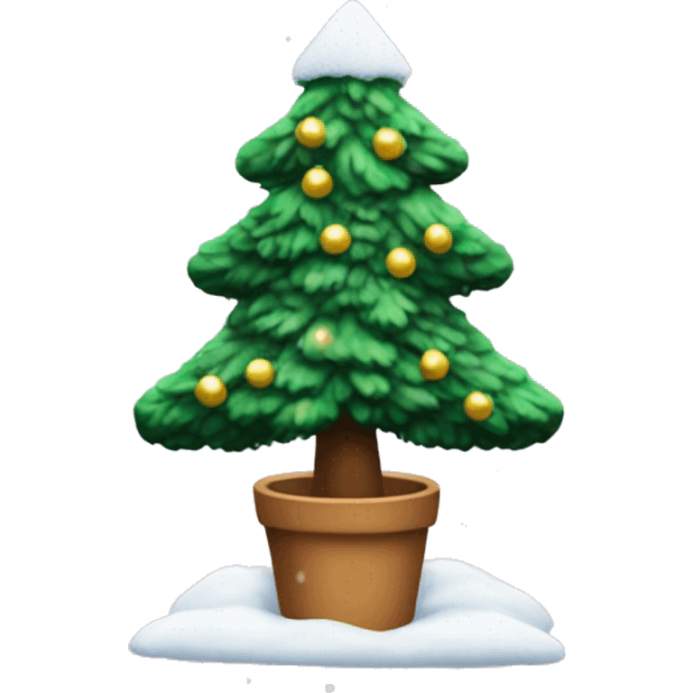 Coquette Christmas tree with snow on it emoji