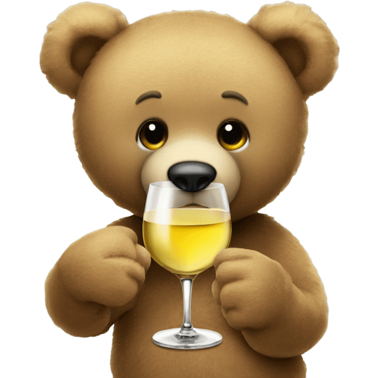 Teddy Bear drinking one glass of white wine emoji