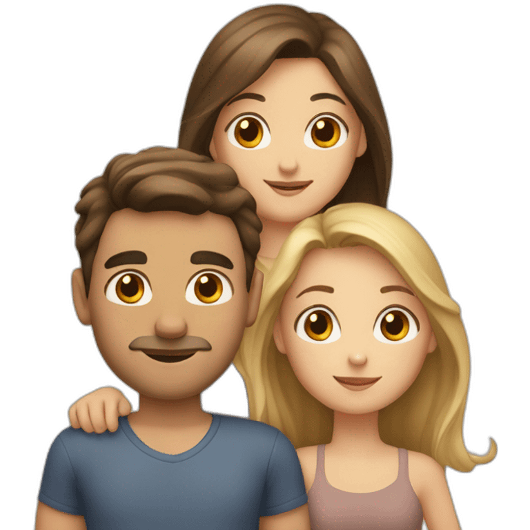 White family, 1 mom with dark hair, 1 boy with Brown hair, 1 girl with long blond hair, 1 girl with long Brown hair emoji