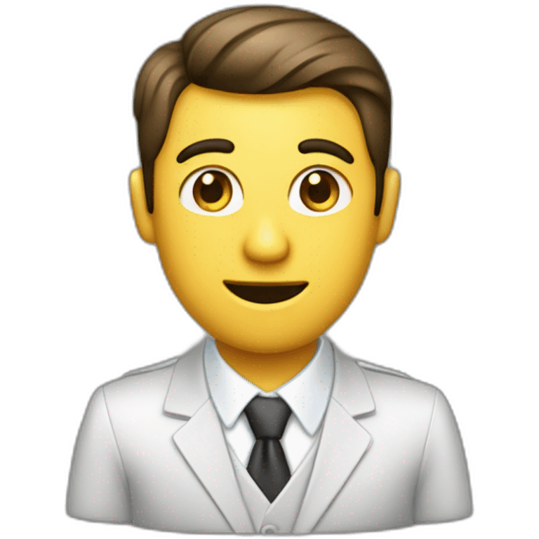 Hombre vesitdo con una laptop haciendo negocios, vestido con traje y corbata emoji