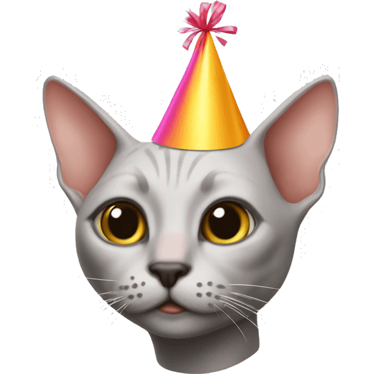 Hairless cat party hat emoji