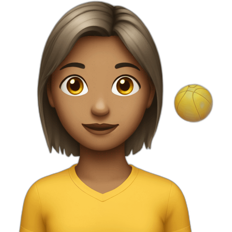 a young girl with a ball in full growth emoji