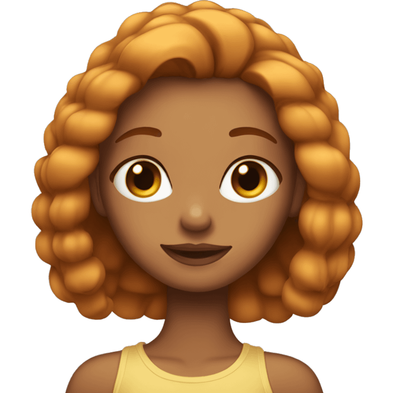 Tanned girl, long eyelashes, ginger straight hair  emoji