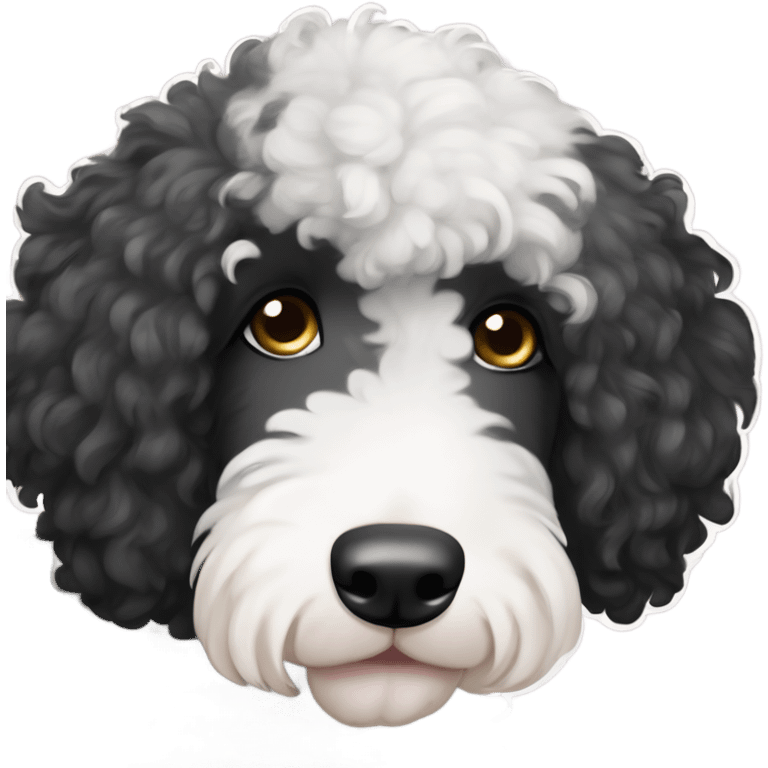 merle black Sheepadoodle with both eyes black fur emoji