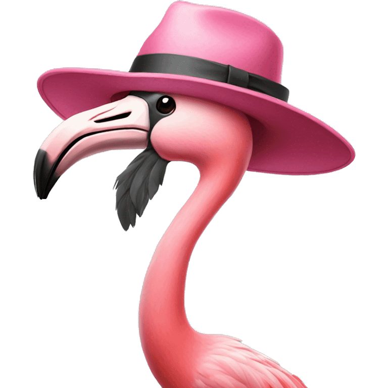 Flamingo with a hat emoji