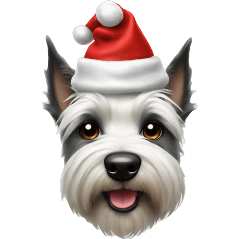 Scottie terrier dog white with Santa hat emoji