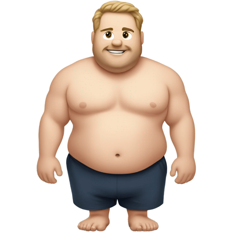 fat white guy shirtless doing push ups emoji