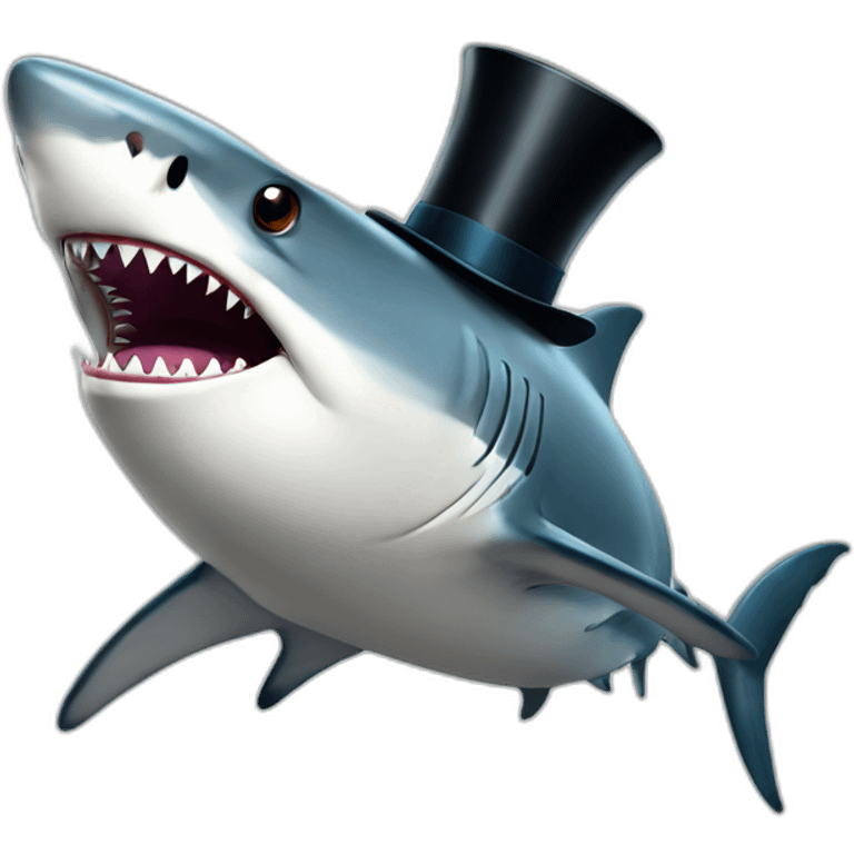 Shark with a top hat emoji