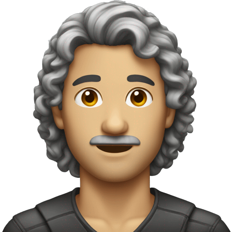 Man with curly mullet hairstyle emoji