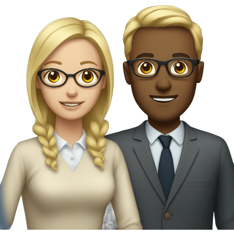 blonde woman with glasses and brown-haired man emoji