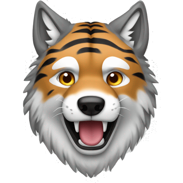 Wolf with a tiger stripes color white. emoji