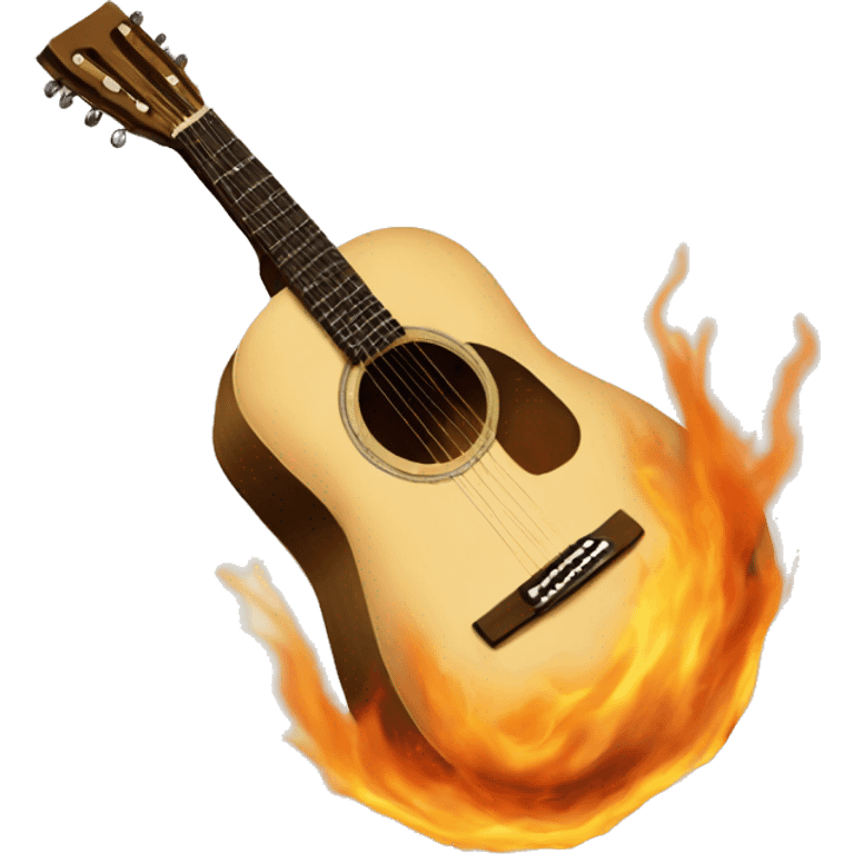 beige acoustic guitar burning emoji