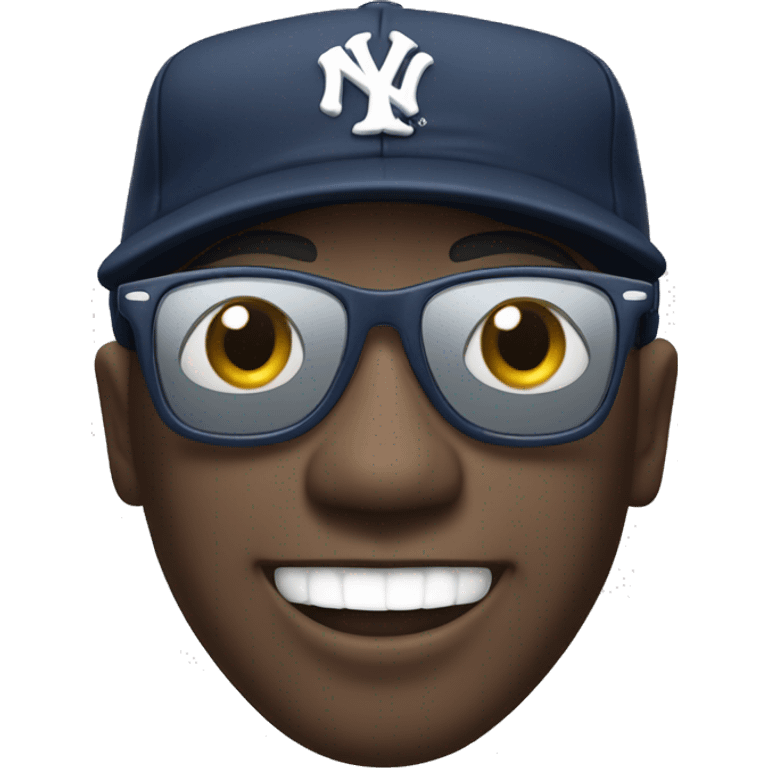 Happy face with sunglasses  and yankee jersey emoji