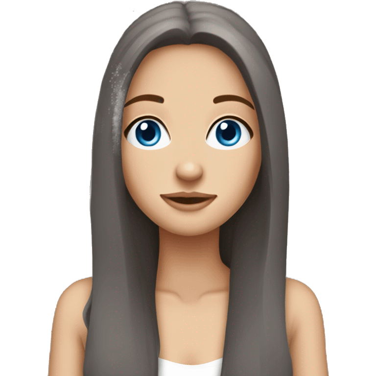 Brunette girl pretty blue eyes long hair emoji