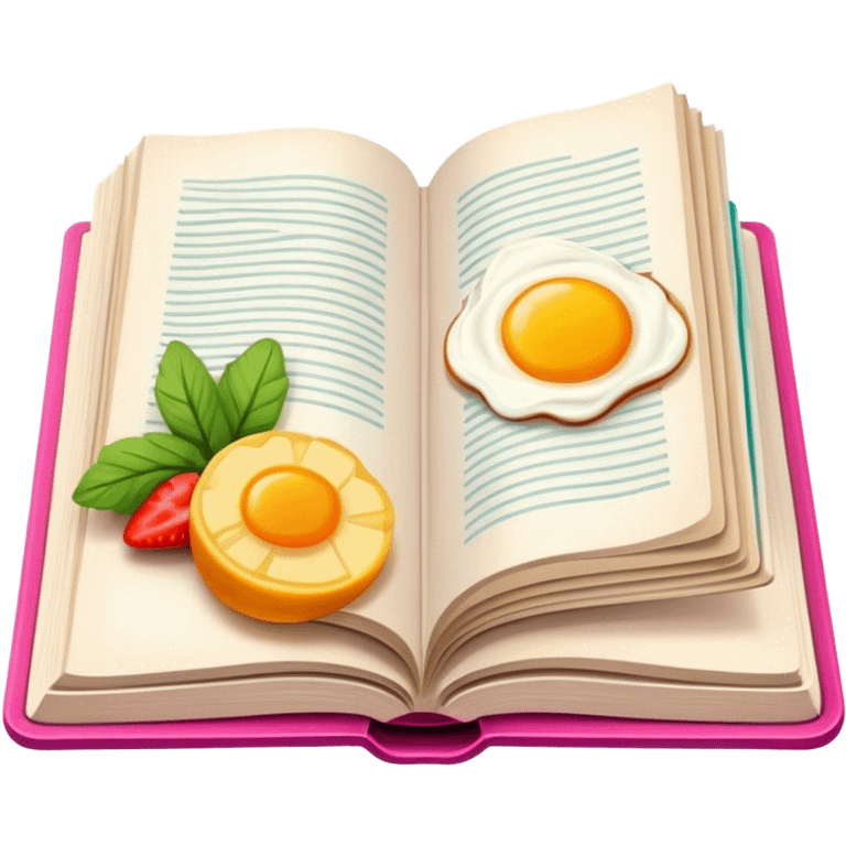 Colorful illustration, half-drawn with brunch in an open book, vivid colors on the pages, incomplete artwork, minimalistic design, transparent background. emoji