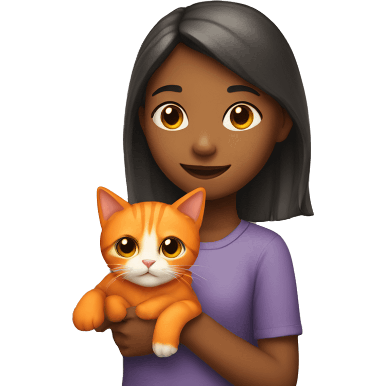 Girl holding an orange cat emoji