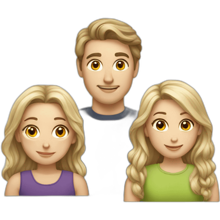 Caucasian man woman boy and two girls emoji