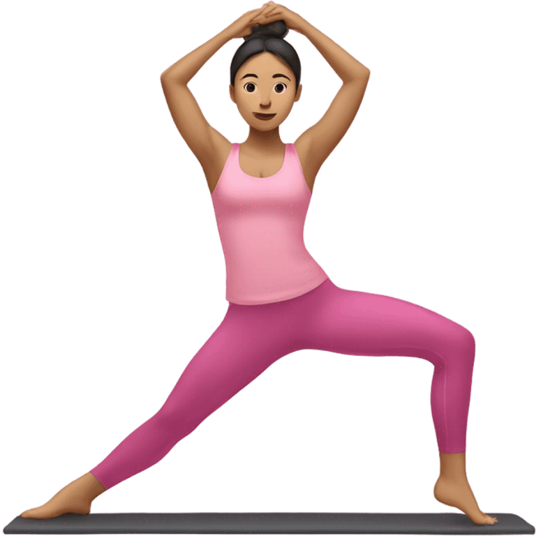 pilates girl in pink pilates pose asia emoji