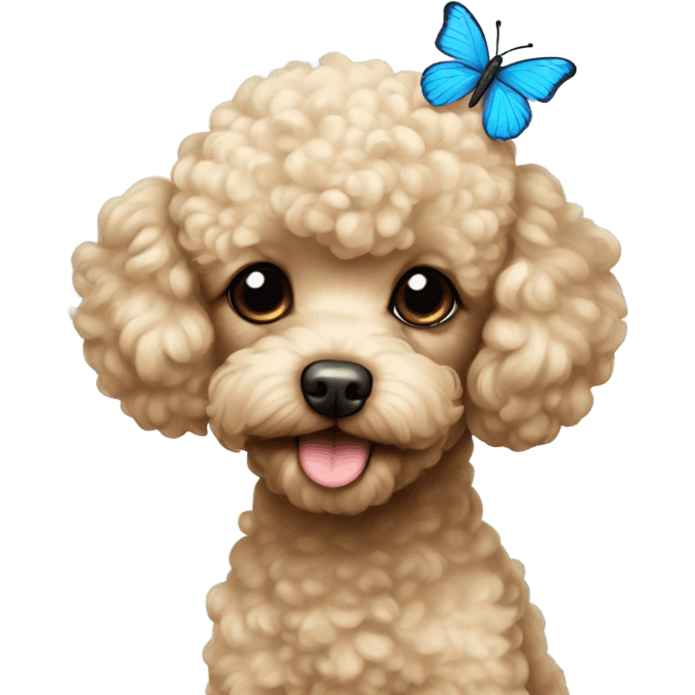 Blonde Toy poodle with blue butterfly  emoji