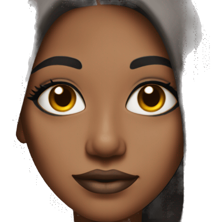 makeup close up brown skin woman with black hair emoji