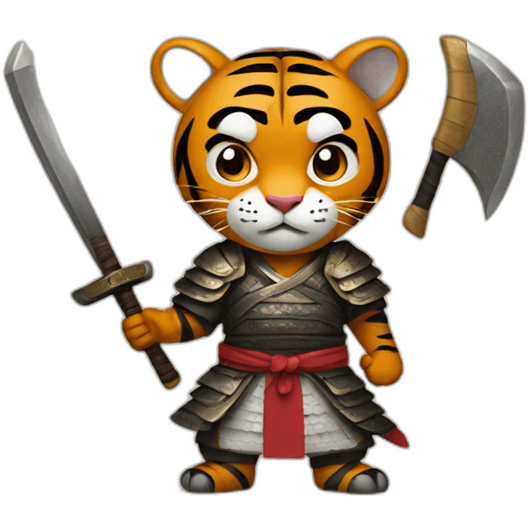 Tiger samurai holding axe emoji