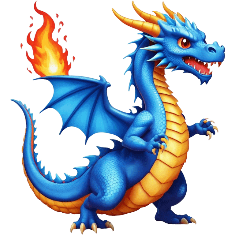 Dragon bleu qui crache du feu emoji