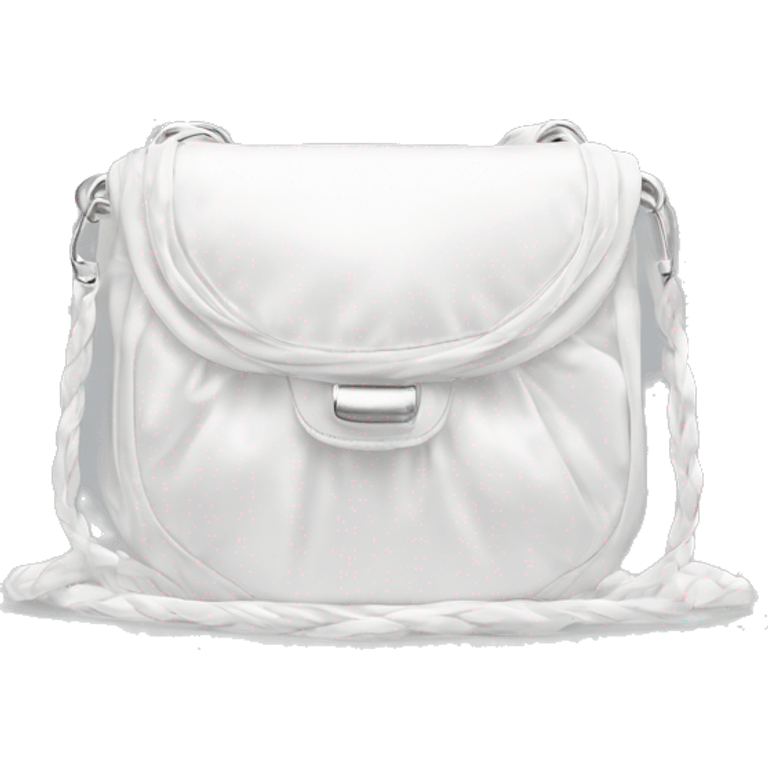 all white silky shoulder bag, with white strap emoji