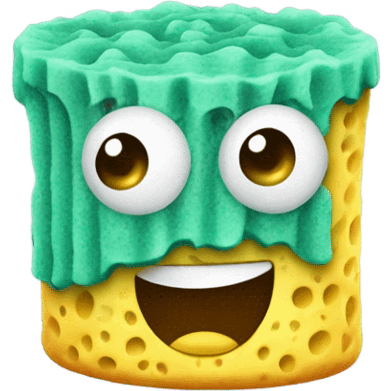 Sponge with eyes and a soit emoji