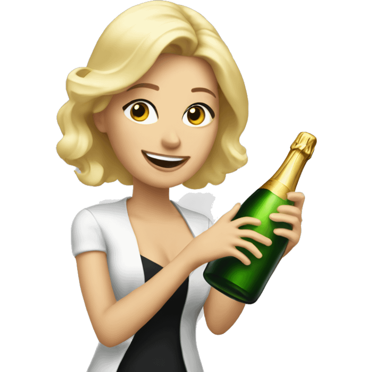 Blonde woman popping bottle of champagne  emoji