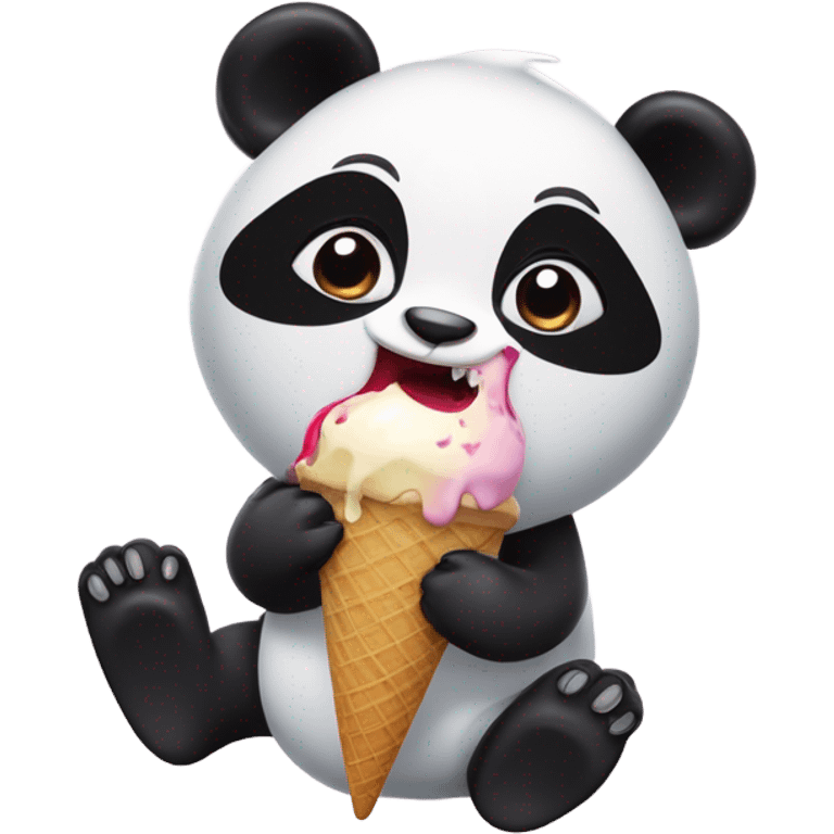 Panda eating ice cream emoji