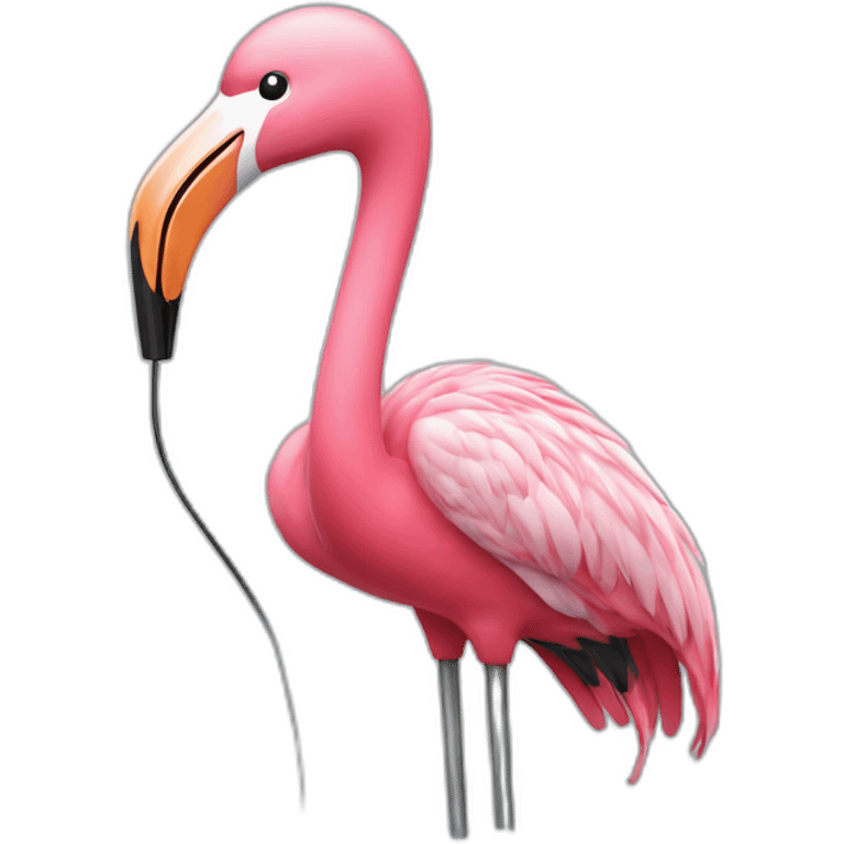 flamingo with a microphone emoji