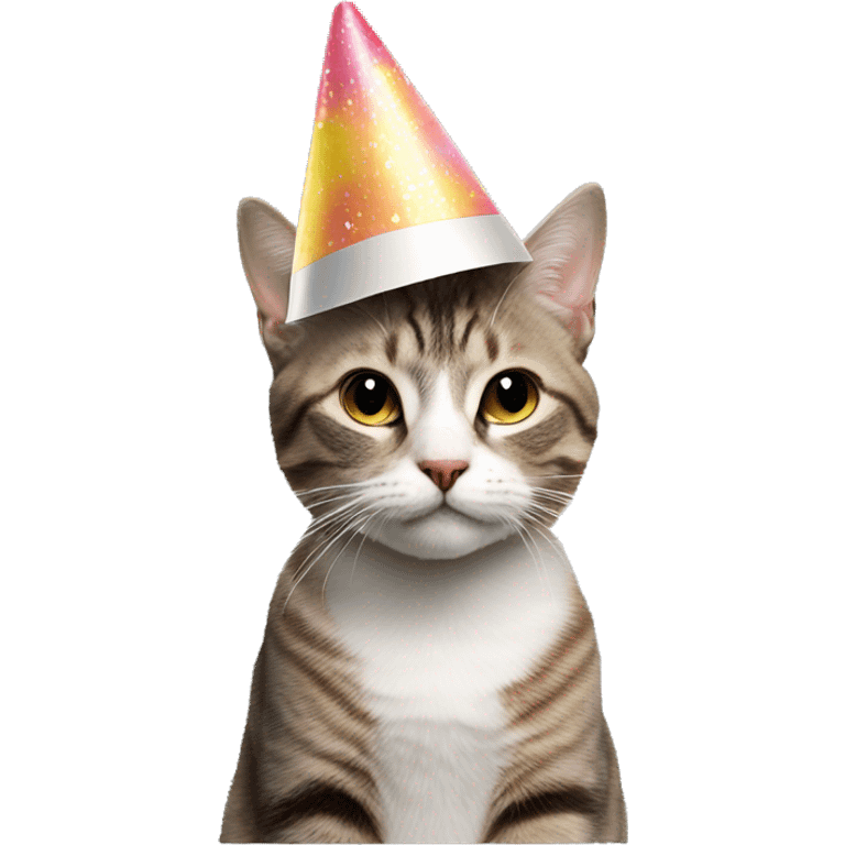 cat wearing a birthday hat at a star wars birthday party emoji