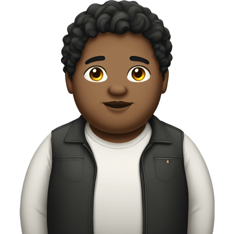 Obese, young man, black wavy hair. emoji