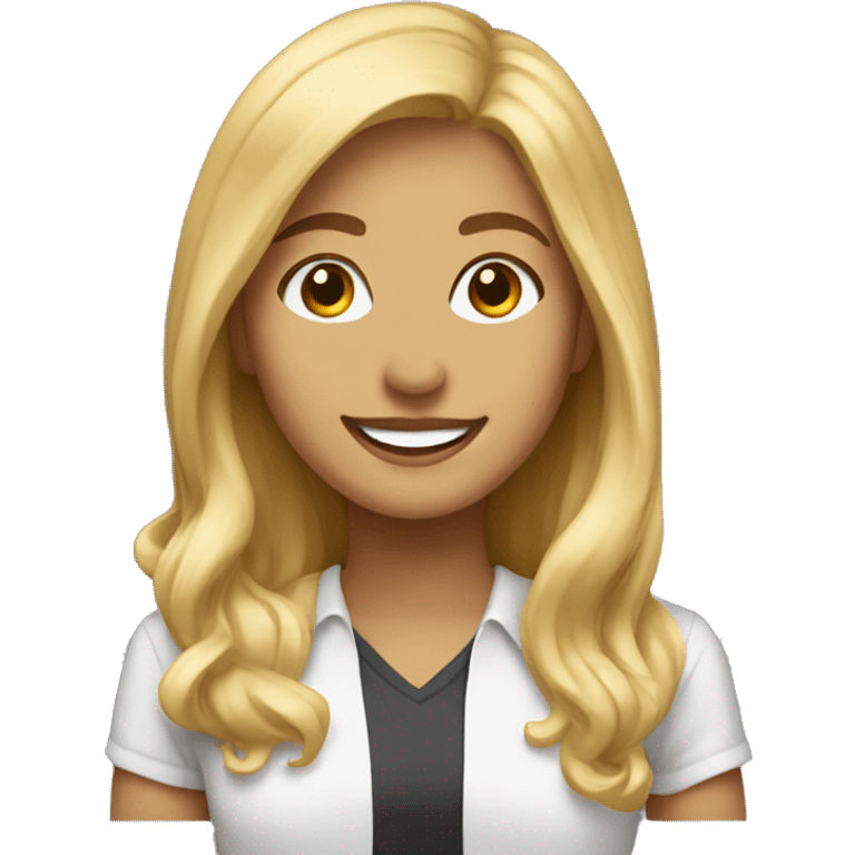 Blonde girl smiling wearing university of Chicago Loyola emoji