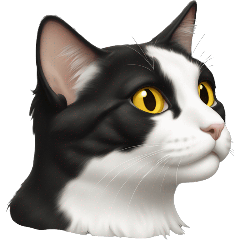 Longhaired Yellow eyed tuxedo cat emoji