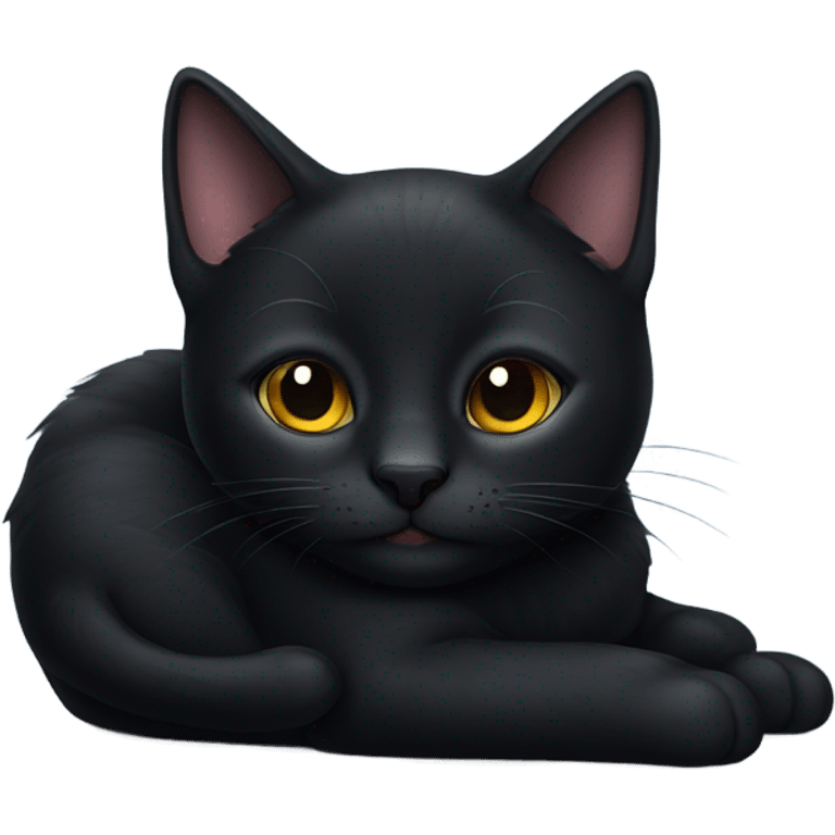 cute black cat laying down emoji