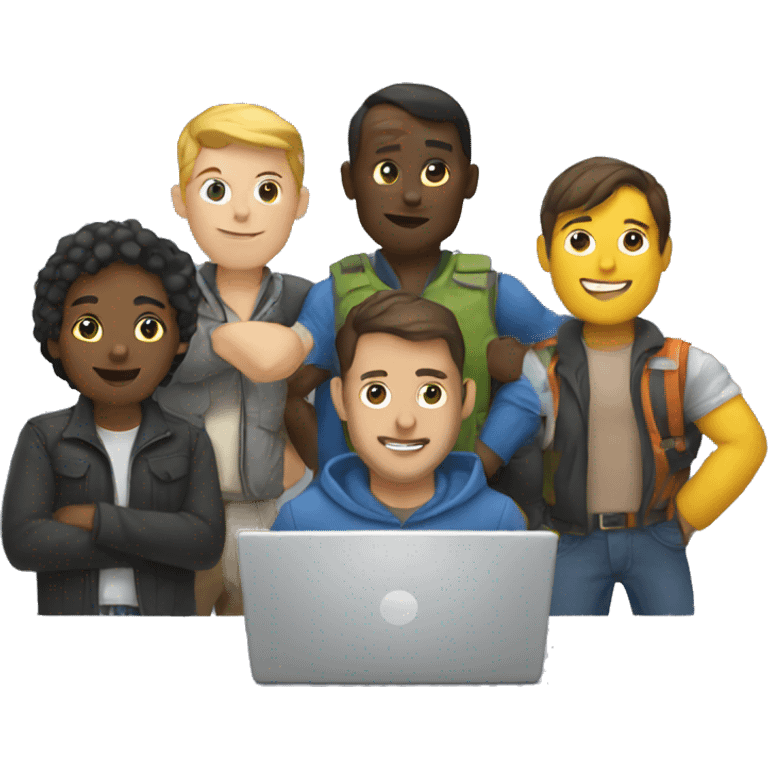 group of developers with a laptop emoji