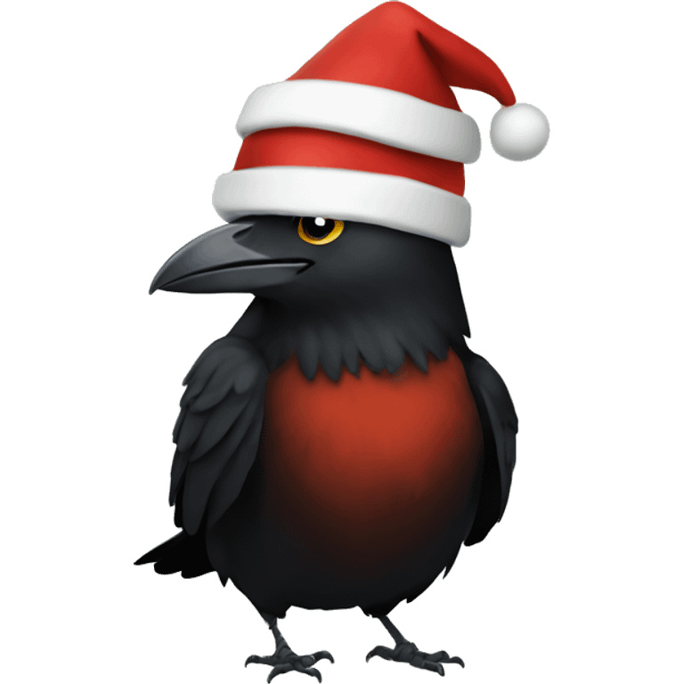 Crow dressed as Santa emoji