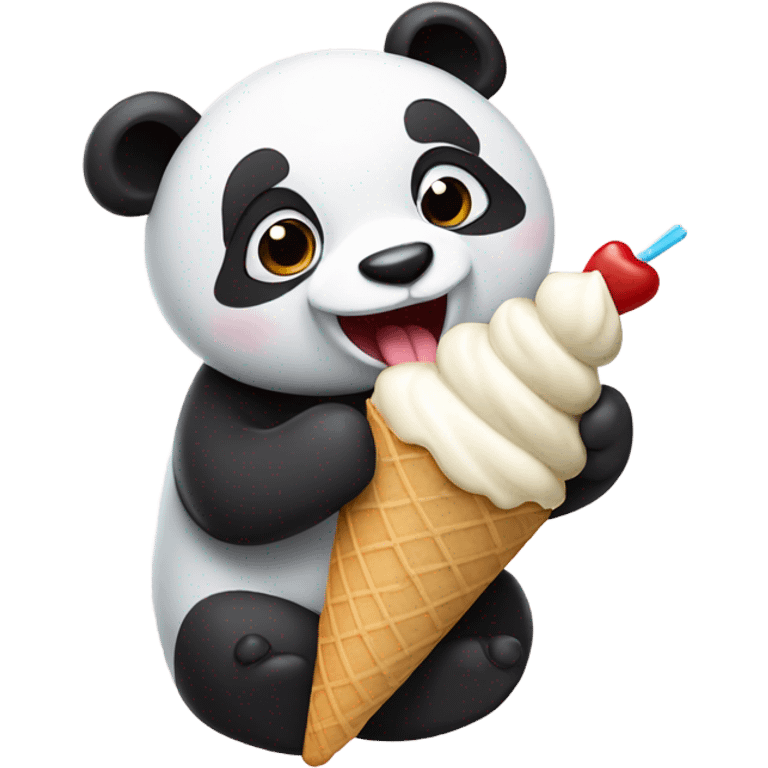 Panda eating ice cream emoji