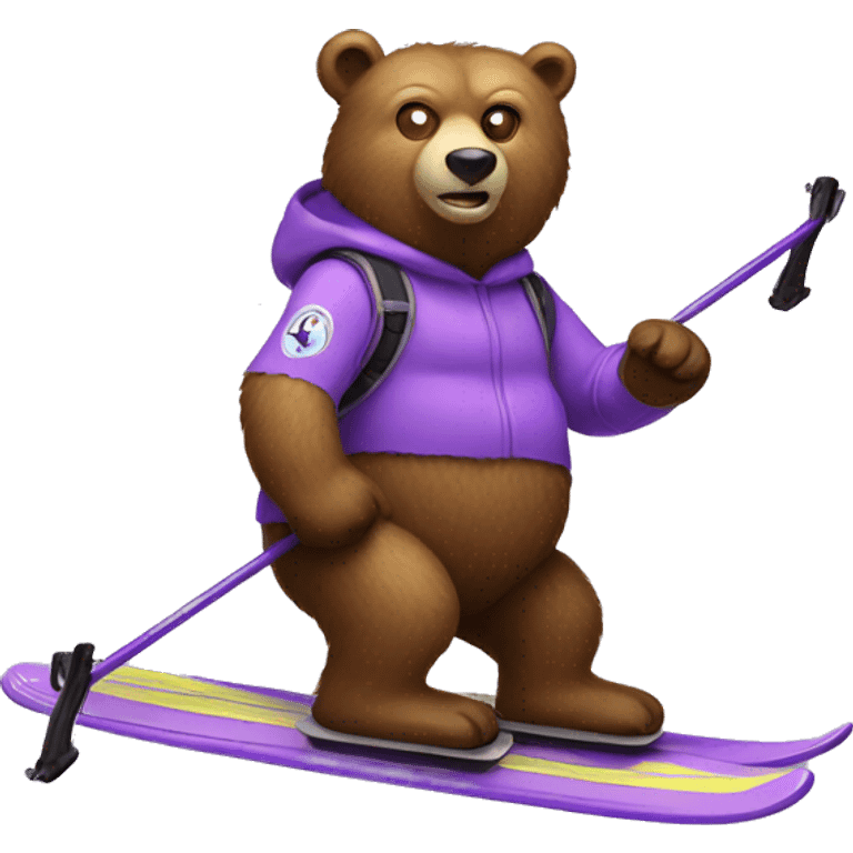 Bear on lilac ski  emoji