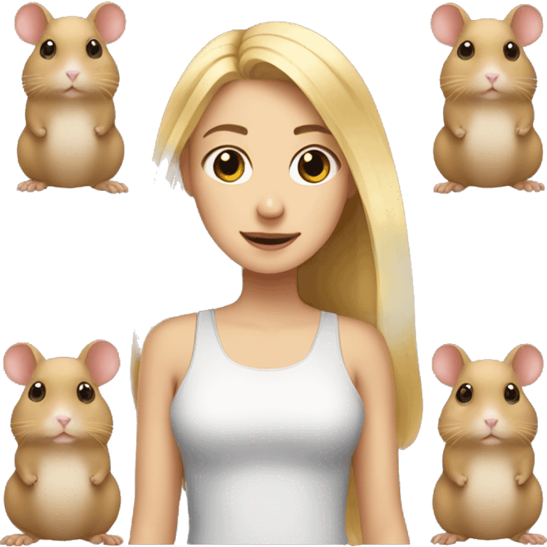 blonde girl and three hamster emoji