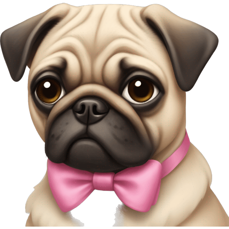 Pug with a pink bow on its ear emoji