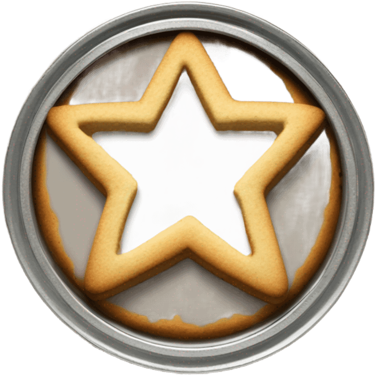 Circle cookie in metal tin with star shaped cutout in the middle emoji