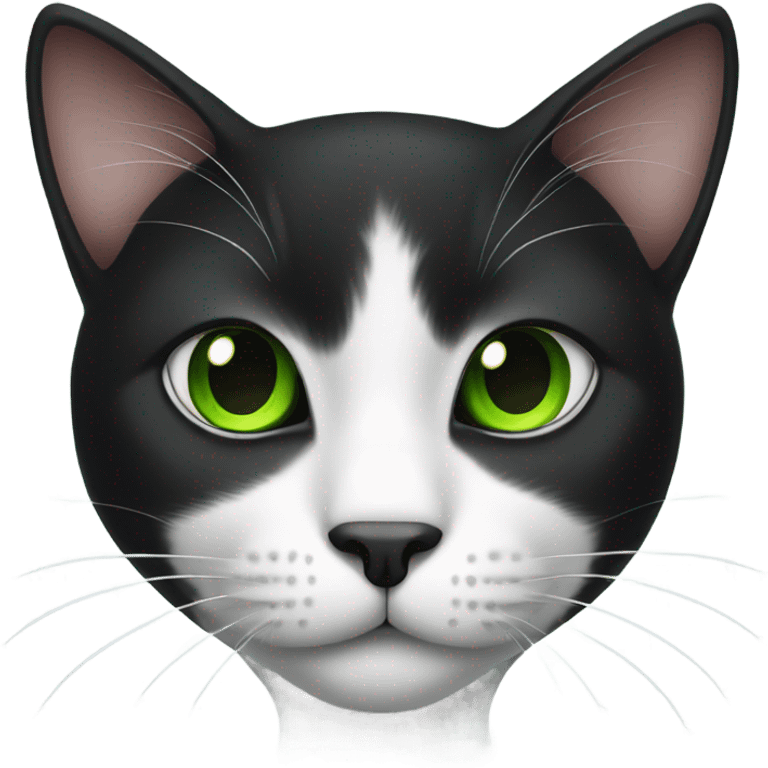 black and white cat with green eyes emoji