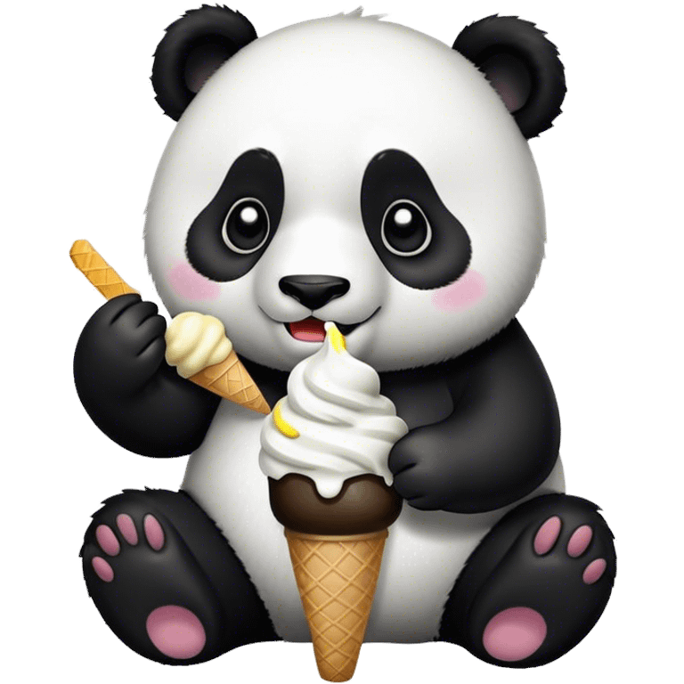 Panda eating ice cream emoji