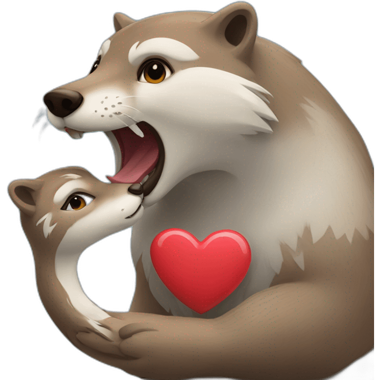 A loutre on a Wolf with hearts next to it emoji