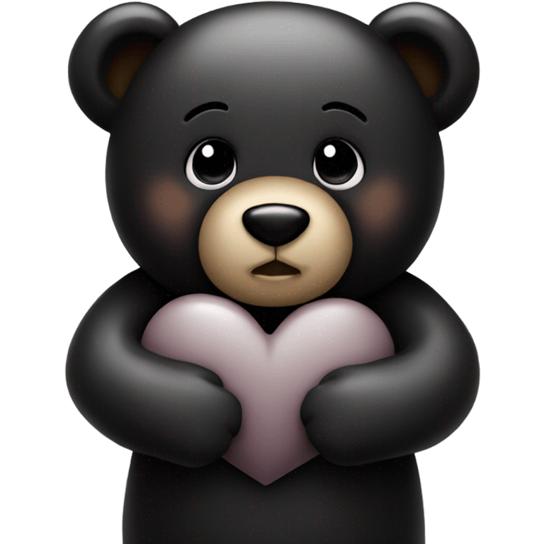 Teddy bear hugging black heart emoji