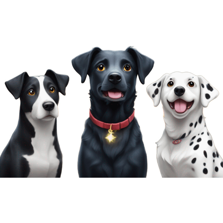 Dalmatian, Kelpie & border collie watching fireworks  emoji