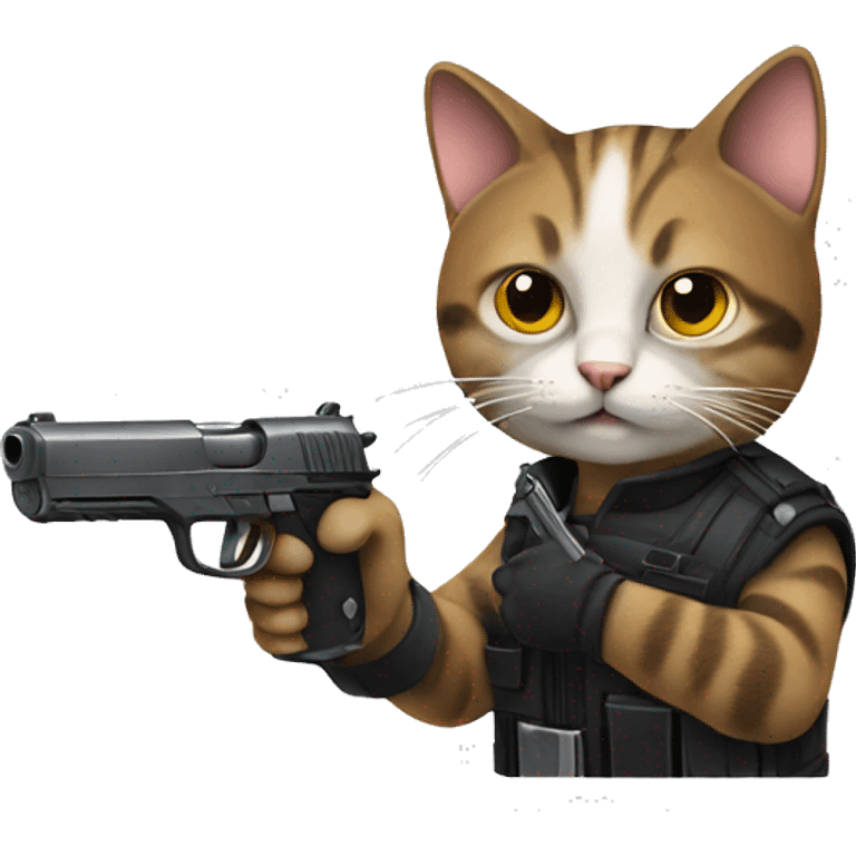 cat with a pistol emoji